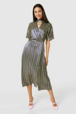 Closet LondonLime Green Kimono Wrap A-Line Dress