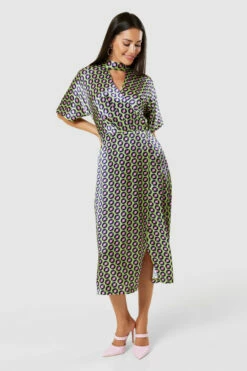 Closet LondonLime Green Kimono Wrap A-Line Dress -Closet London Popular Shop D9134 20220830 Closet London 32980 66308.1677165871