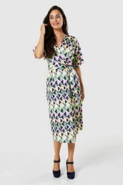 Closet London Lime Green Kimono WrapA- Line Dress