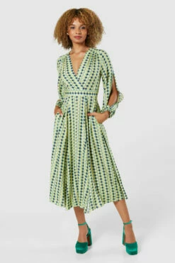 Closet London Lime Green Full Skirt Wrap Dress
