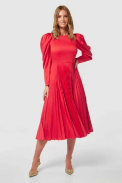 Closet London Red Pleated Midi Dress -Closet London Popular Shop D9221 RED 20230405 Closet London0332 08387.1685719754