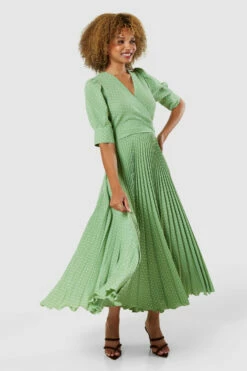 Closet LondonSage GreenPuff Sleeve Pleated A-lineDress -Closet London Popular Shop D9236 20220830 Closet London 34355 99557.1677166227