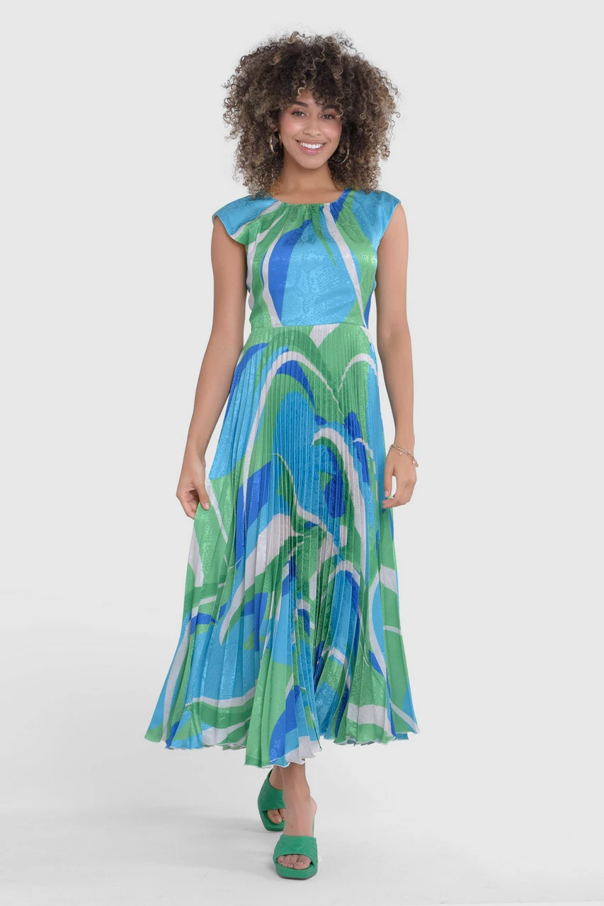 Closet London Green Pleated V-Back Dress 3 Closet London Green Pleated V-Back Dress