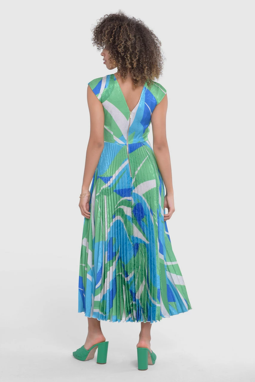 Closet London Green Pleated V-Back Dress 6 Closet London Green Pleated V-Back Dress - Image 4