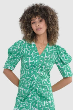 Closet London Green A-Line Jacquard Print Dress -Closet London Popular Shop D9327 5 11467.1685458139