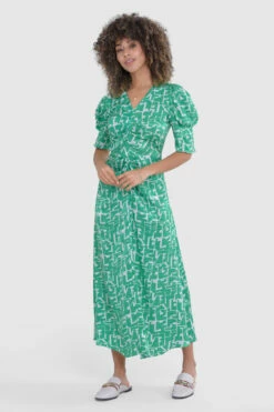 Closet London Green A-Line Jacquard Print Dress -Closet London Popular Shop D9327 8 13151.1685458133