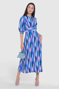 Closet London Blue A-Line Puff Sleeve Dress -Closet London Popular Shop D9391 12 56122.1685457334