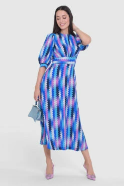 Closet London Blue A-Line Puff Sleeve Dress -Closet London Popular Shop D9391 13 07135.1685457372