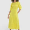 Closet London Yellow A-Line Midi Dress
