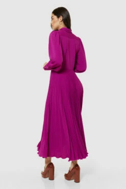Closet London Fuchsia Pink Pleated Shirt Dress -Closet London Popular Shop D9451 FUCHSIA 65554 38661.1686922462