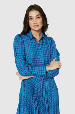 Closet London Purple Pleated Shirt Dress -Closet London Popular Shop D9515 PURPLE 65027 40524.1690195305