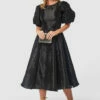 Closet Gold Black A-line Paneled Skirt Dress