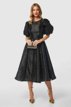 Closet Gold Black A-line Paneled Skirt Dress