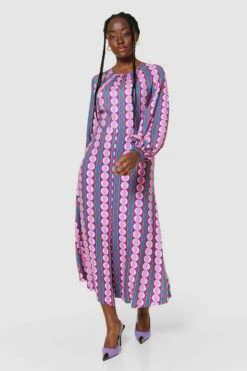 Closet London Purple Print A-Line Dress -Closet London Popular Shop D9521 PURPLE 64199 54225.1690894933