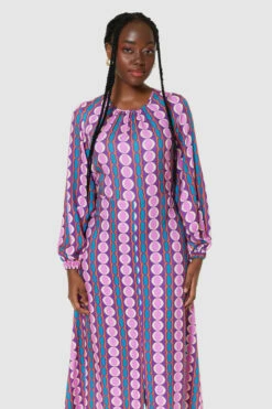 Closet London Purple Print A-Line Dress -Closet London Popular Shop D9521 PURPLE 64206 02013.1690894942