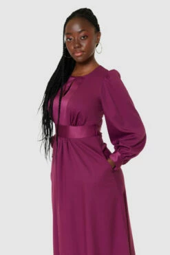 Closet London Purple Maroon Midi A-Line Dress -Closet London Popular Shop D9529 MAROON 64942 51988.1694444421