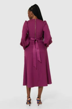 Closet London Purple Maroon Midi A-Line Dress -Closet London Popular Shop D9529 MAROON 64944 20464.1691074482