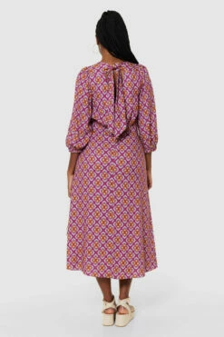 Closet London Purple Maroon Tie Back Midi Dress -Closet London Popular Shop D9536 MAROON 64915 58463.1690195091