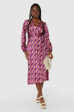 Closet London Purple High-Low Wrap Dress -Closet London Popular Shop D9538 PURPLE 64629 60007.1690195261