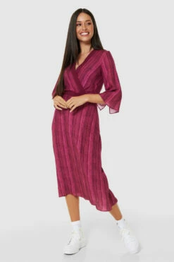 Closet London Maroon A-line Wrap Dress