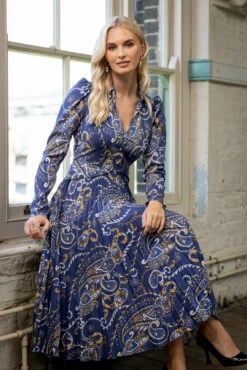 Closet London Navy Pleated Shirt Dress