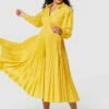 Closet London Pleated Yellow Wrap Dress -Closet London Popular Shop D9622 YELLOW 2878 29083.1691076492