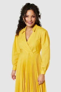 Closet London Pleated Yellow Wrap Dress -Closet London Popular Shop D9622 YELLOW 2899 35312.1691076490