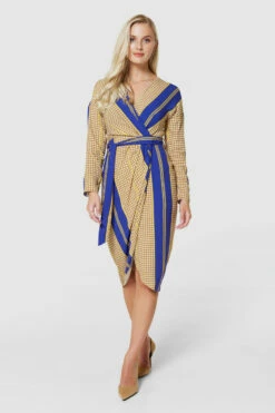 Closet London Light Brown Pencil Wrap Dress