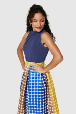 Closet London Navy Full Skirt Dress -Closet London Popular Shop D9740 NAVY 0988 32203.1693567352