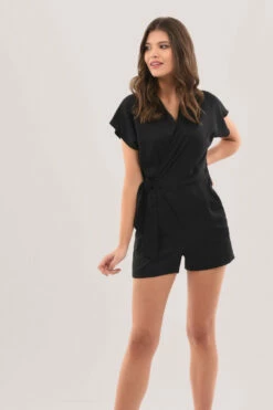 Closet London Black Wrap & Tie Kimono Playsuit -Closet London Popular Shop DNV6JIgw 05422.1632391084