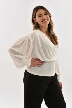Closet London Curves Ivory Puff Sleeve Wrap Top -Closet London Popular Shop DSC 5942 87166.1651049574