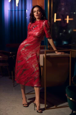 Closet London Red Tie Back A-Line Dress -Closet London Popular Shop DSC 8220 CL FW2023 98654.1697795856