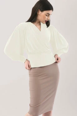 Closet London Ivory Puff Sleeve Wrap Top -Closet London Popular Shop JB6710 DSC 7666 14131.1612875322.1280.1280 66382.1625155153