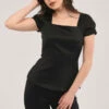 Closet London Black Cap Sleeve Peplum Top