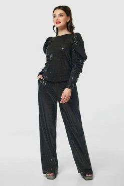 Closet London Black Wide Leg Flared Trousers -Closet London Popular Shop JB9853 BLACKJT9855 BLACK20230405 Closet London0891 66078.1697114037