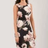 Closet London Navy Floral Draped Sleeveless Wrap Dress