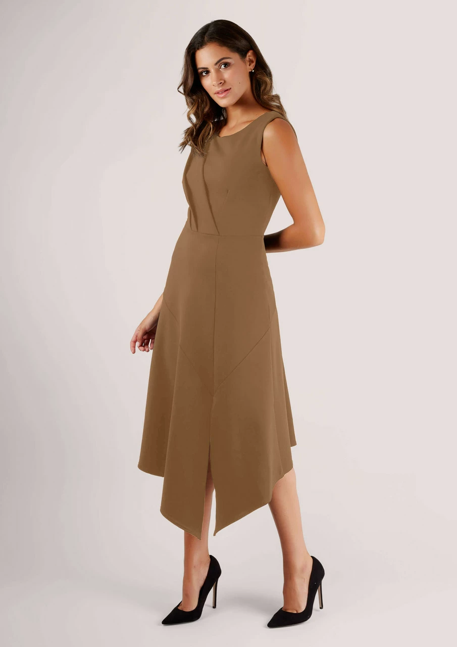 Closet London Brown Draped Front A-Line Midi Dress 4 Closet London Brown Draped Front A-Line Midi Dress - Image 2