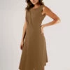 Closet London Brown Draped Front A-Line Midi Dress