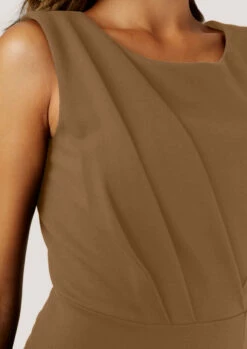 Closet London Brown Draped Front A-Line Midi Dress 8 Closet London Brown Draped Front A-Line Midi Dress -Closet London Popular Shop JD4801 BLACK 4 33930.1637597297