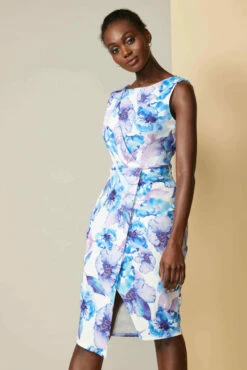 Closet London Blue Draped Sleeveless Wrap Pencil Dress -Closet London Popular Shop JD4971 19 02 25 Closet 1027 30842.1566293103