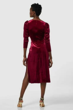 Closet London Burgundy Velvet Wrap A-line Dress -Closet London Popular Shop JD5621 20211026 Closet London3236 26761.1636557860