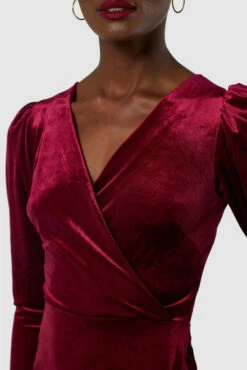 Closet London Burgundy Velvet Wrap A-line Dress -Closet London Popular Shop JD5621 20211026 Closet London3250 14734.1636557860