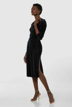 Closet London Black Velvet Wrap A-line Dress -Closet London Popular Shop JD5621 20211026 Closet London3297 37694.1636556506