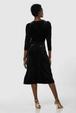 Closet London Black Velvet Wrap A-line Dress -Closet London Popular Shop JD5621 20211026 Closet London3299 02199.1636556506