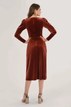 Closet London Brown Velvet Wrap A-line Dress -Closet London Popular Shop JD5621 DSC 8563 91214.1602863007
