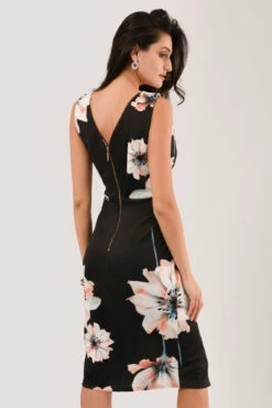 Closet London Black Floral Bodycon Pencil Dress -Closet London Popular Shop JD5707 DSC 6041 1 07753.1576666380