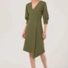 Closet London Khaki Green Pleated Sleeve Wrap Dress -Closet London Popular Shop JD6224 DSC 8227 done 90210.1594141292.1280.1280 copy 2 40948.1653060035