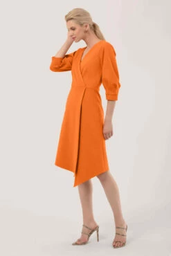 Closet London Orange Pleated Sleeve Wrap Dress -Closet London Popular Shop JD6224 DSC 8229 done 85210.1594141282.1280.1280 copy 3 74056.1653060228