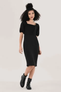 Closet London Black Square Neck Pencil Puff Sleeve Dress -Closet London Popular Shop JD6242 DSC 1273 25157.1617122820
