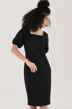 Closet London Black Square Neck Pencil Puff Sleeve Dress -Closet London Popular Shop JD6242 DSC 1280 09440.1617122827